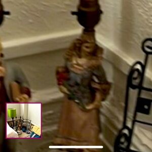 Closer look at antique pair doll lamps